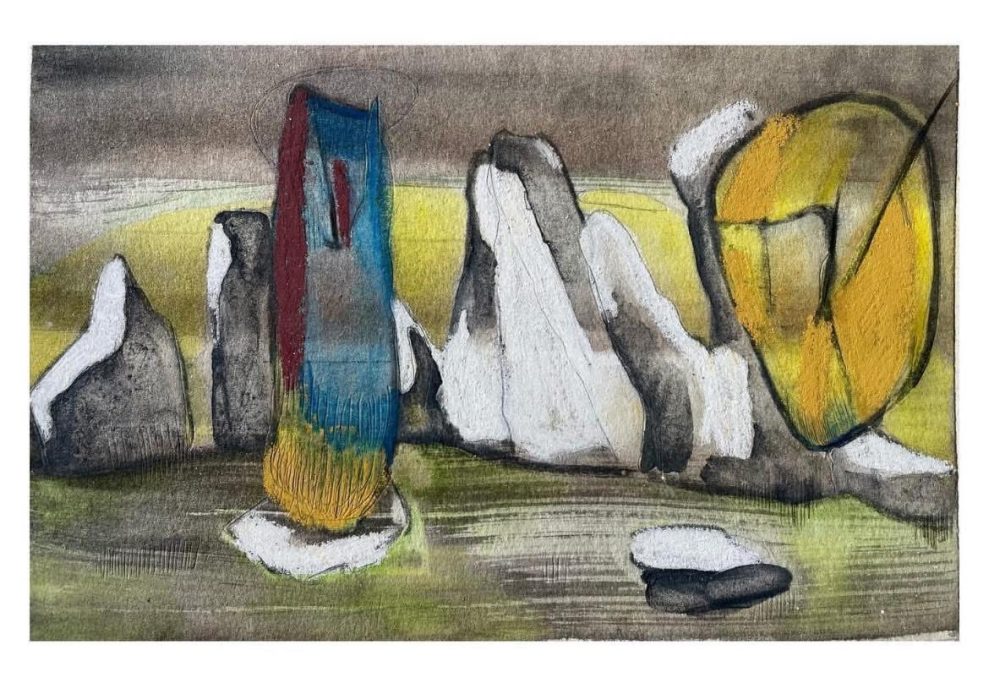 Cairn Holy Chambered Carin. Abstract art based on this historical landmark in Dumfries and Galloway, Scotland. Palaeolithic Inspired Artwork